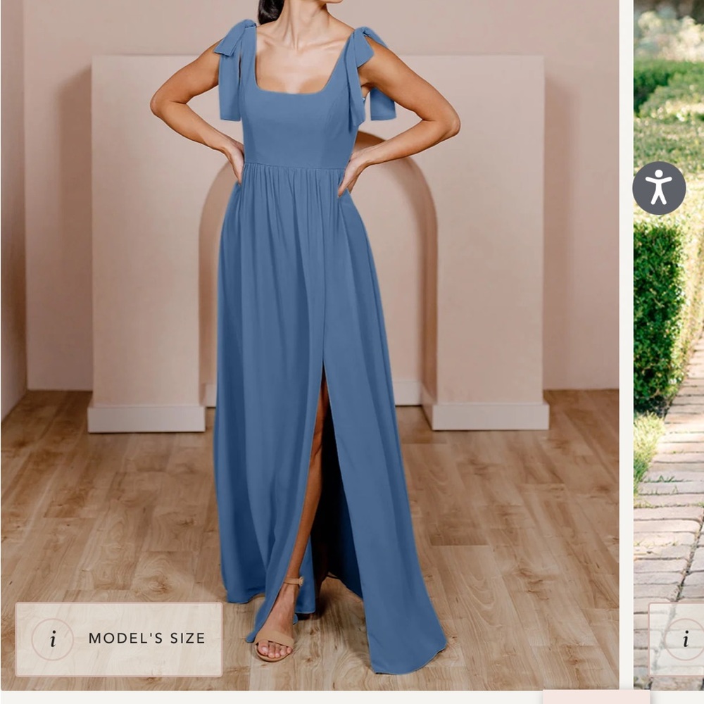 NWT REVERLY BOWIE CHIFFON DRESS SIZE 12 - DUSTY BLUE